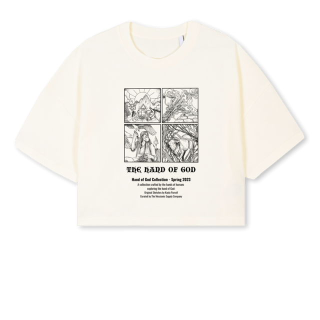 CROPCREAMHOG Cream Cropped Oversized Tee.