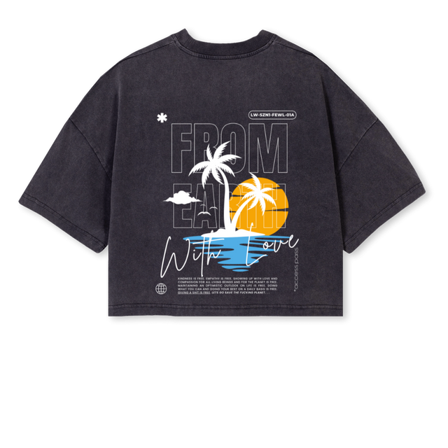 FEWLW Vintage Black Cropped Oversized Tee.