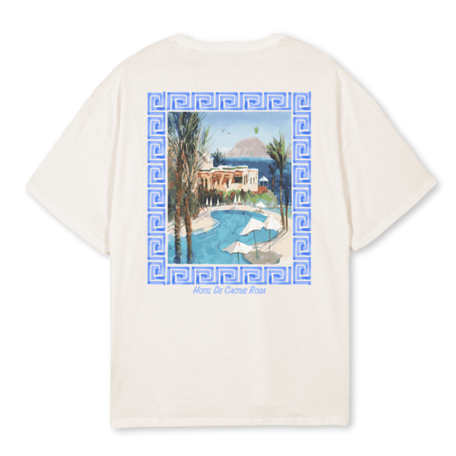 HOTEL DE CACTUSROSA Vintage White Oversized Tee.
