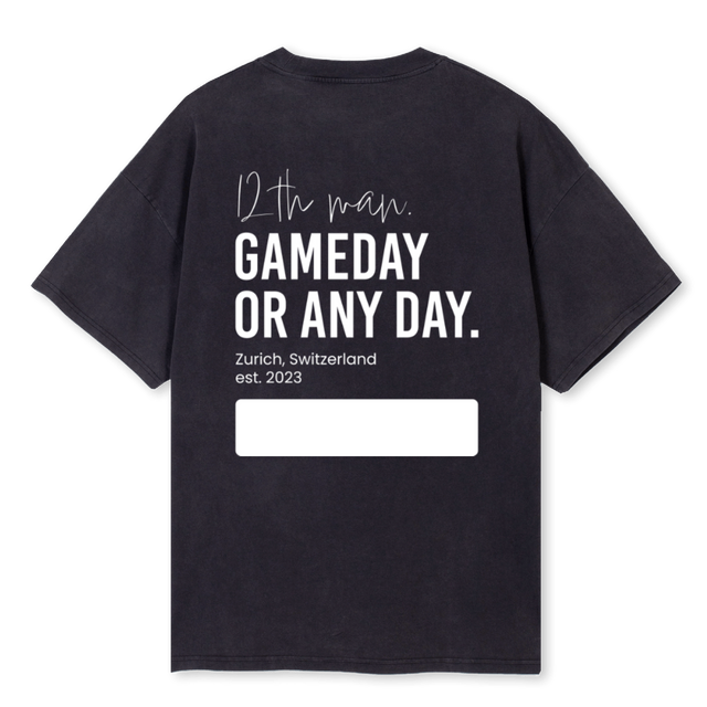 TWLV GAMEDAY VINTAGE Vintage Black Oversized Tee.