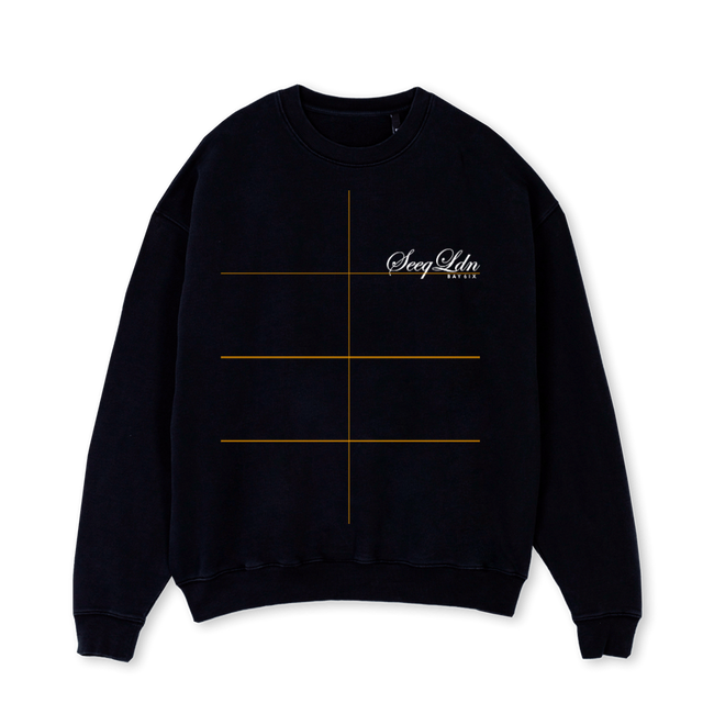 BAYSIX  Black Oversized Crewneck Sweater.