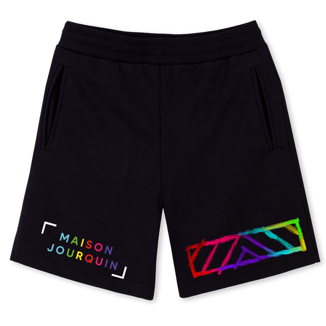 MAISON JOURQUIN EMBL Black Sweatshorts.