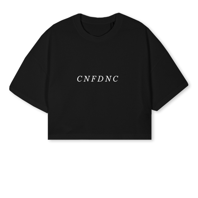 CNFDNCTEE Black Cropped Oversized Tee.