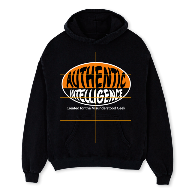 AUTHENTIC GEEK Black Oversized Hoodie.