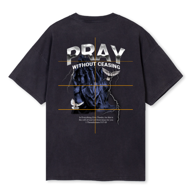 BG PRAYER HANDS Vintage Black Oversized Tee.