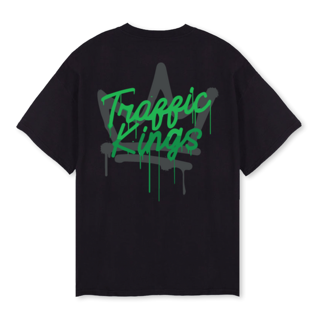 TRAFFIC KINGS Black Oversized Tee.