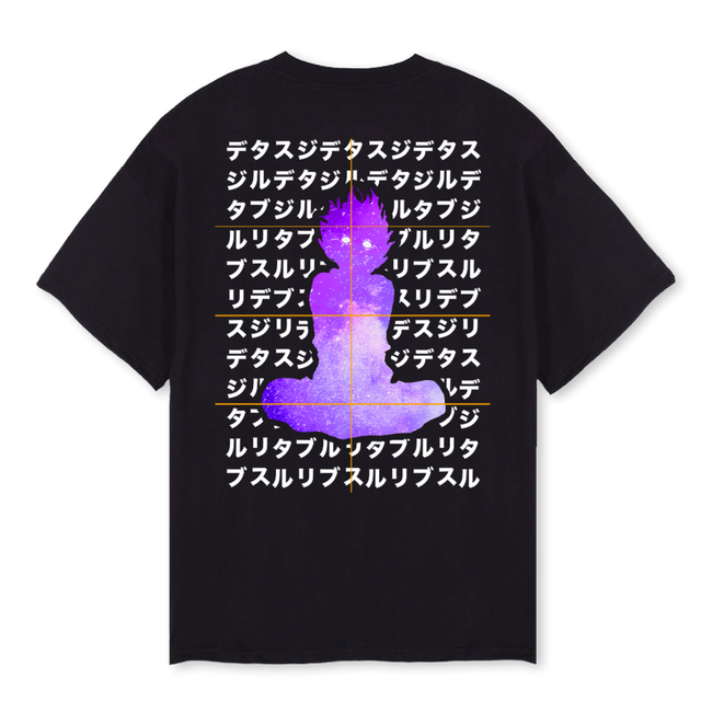 KATAKANAFIREPUPRLE Black Oversized Tee.