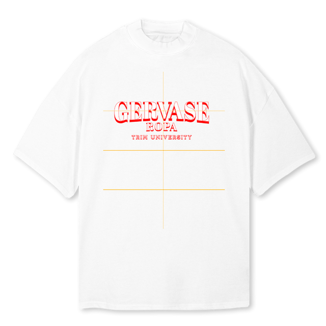 BIG GERVASE ROPA White Oversized Mock Neck Tee.