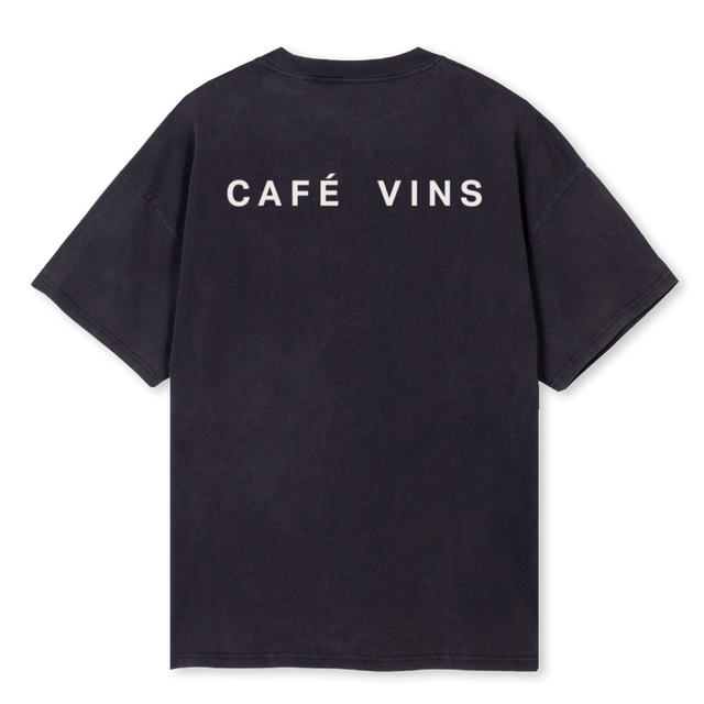 CAFE VINS Vintage Black Oversized Tee.