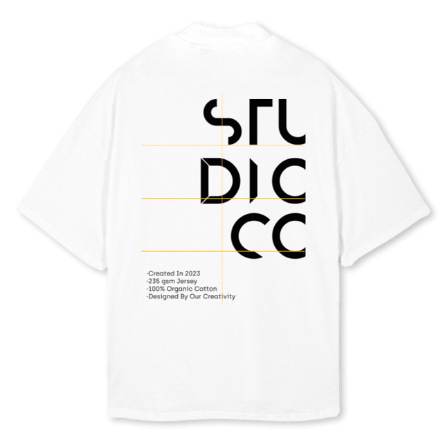STUDIOCOOFFICIAL White Oversized Mock Neck Tee.