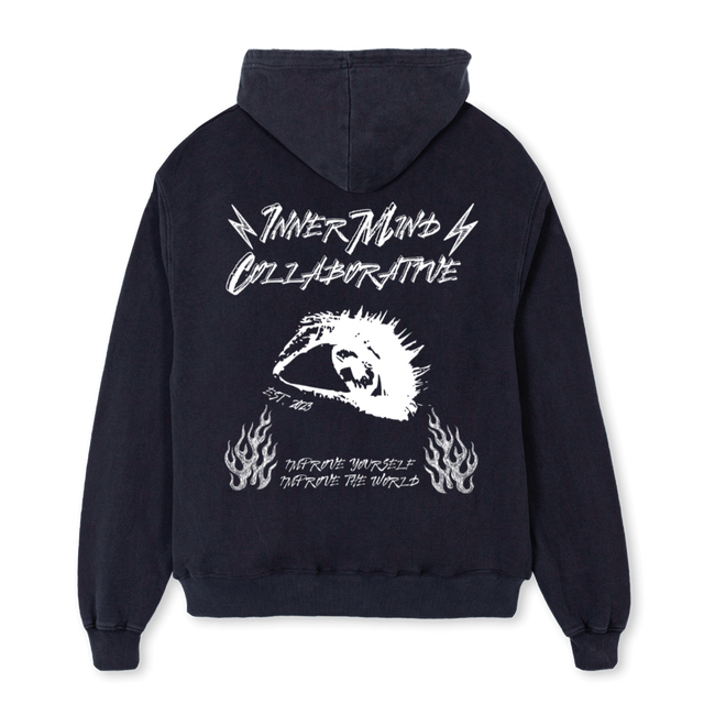 VISIONARY Vintage Black Oversized Hoodie.