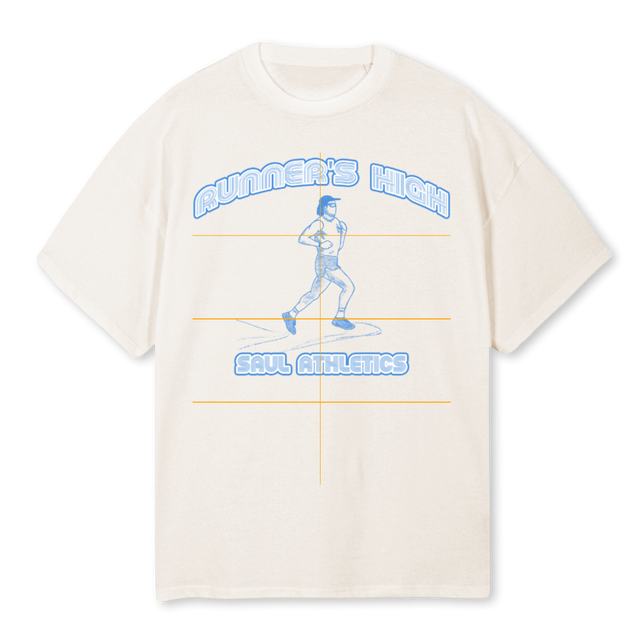 RUNNERS HIGH B Vintage White Oversized Tee.