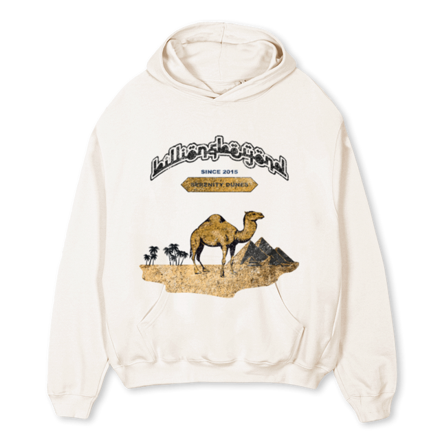 SERENITY DUNES CAMEL Vintage White Oversized Hoodie.