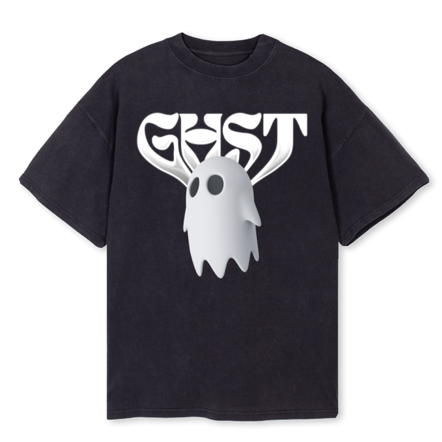 GHST FRONT Vintage Black Oversized Tee.