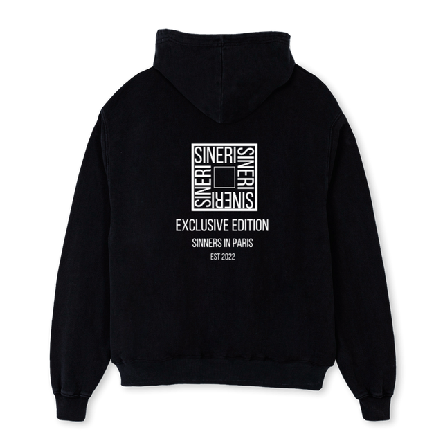 EXC EDTN HOODED WHT Black Oversized Hoodie.