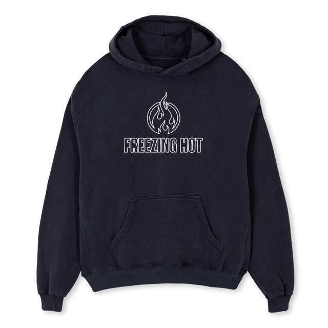 FHOUTLINEBLACK Vintage Black Oversized Hoodie.