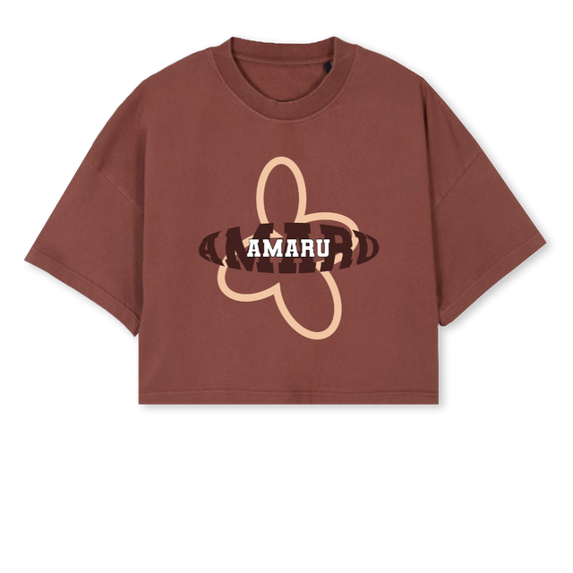 CHOCOCROP Vintage Brown Cropped Oversized Tee.