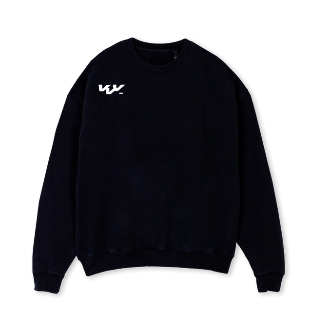 FULL BACK Black Oversized Crewneck Sweater.