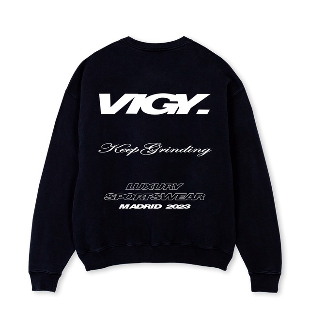 FULL BACK Black Oversized Crewneck Sweater.