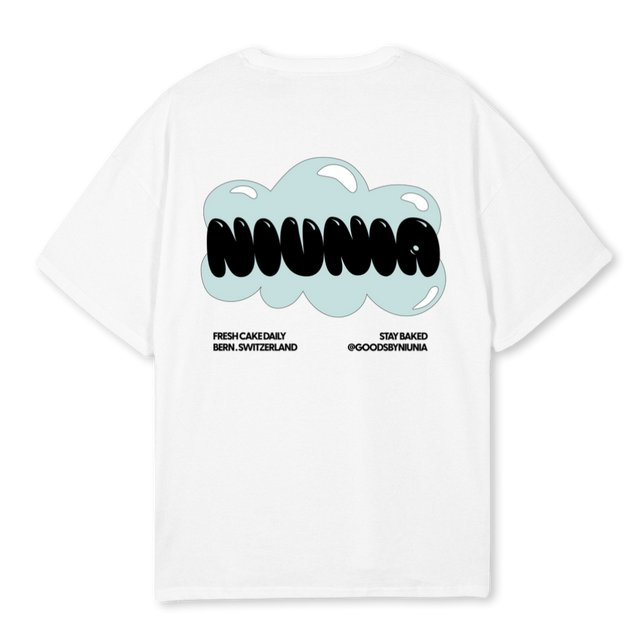 NIUNIA CLOUDS White Oversized Tee.