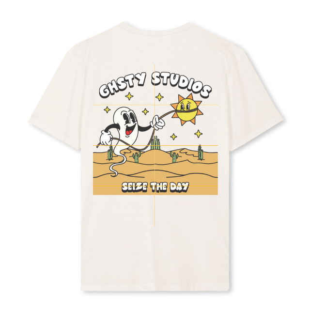 VTWO SEIZE THE DAY Vintage White Regular Tee.
