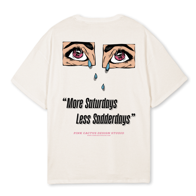 SADDERDAYS Vintage White Oversized Tee.