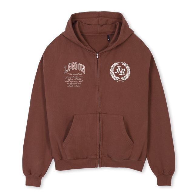 LEGION Vintage Brown Oversized Zipped Hoodie.