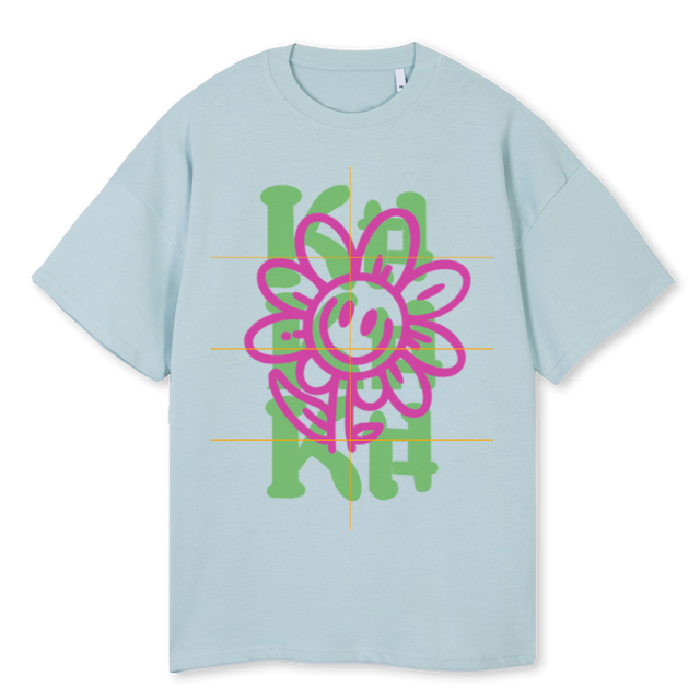 KTT FLOWERSMILE Cold Blue Oversized Tee.