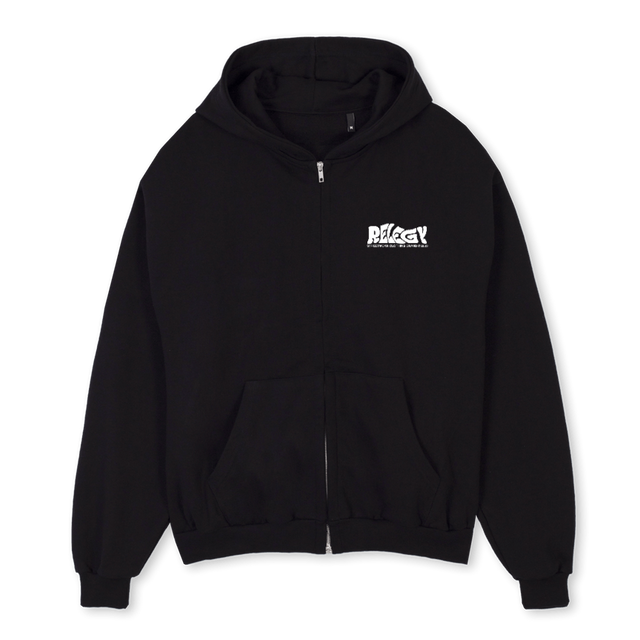 WORDWIDE 3 OSZHW Black Oversized Zipped Hoodie.