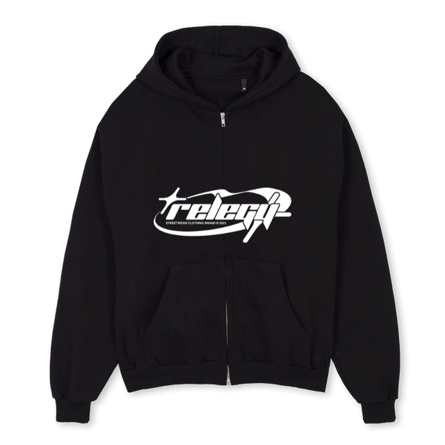 BOGA Black Oversized Zipped Hoodie.