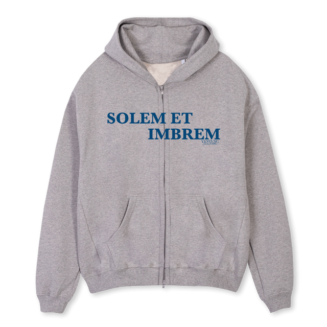 SOLEM ET IMBREM Grey Marl Oversized Zipped Hoodie.