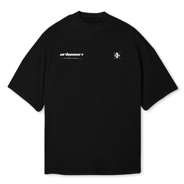 MORE U Black Oversized Mock Neck Tee.