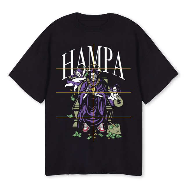HAMPA MONEY Black Oversized Tee.