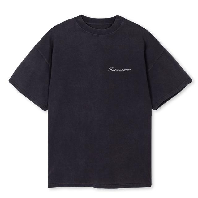 HSSCRIPTFRNTVBLACK Vintage Black Oversized Tee.
