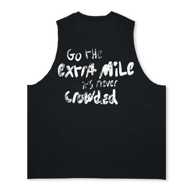 BLACKTANKDISTRESXTRA Deep Black Oversized Vest.