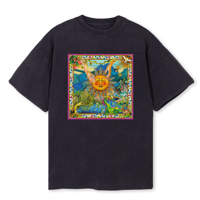 COSMIC SUN ANNO  Vintage Black Oversized Tee.