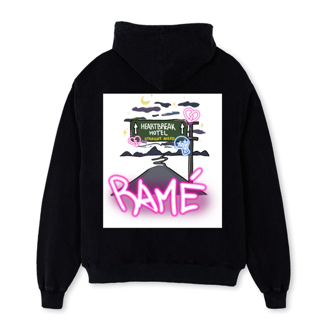 RAME HEARTBREAK HOTE Black Oversized Hoodie.