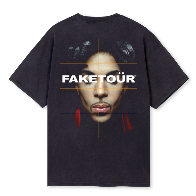 PRNC FAKETOUR Vintage Black Oversized Tee.