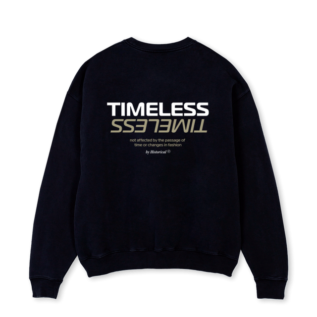 TIMELESSDARK  Black Oversized Crewneck Sweater.