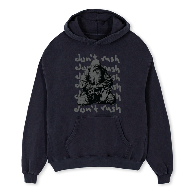 WISDOM Vintage Black Oversized Hoodie.
