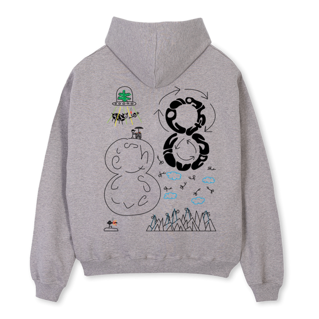 WRLD RN Grey Marl Oversized Zipped Hoodie.