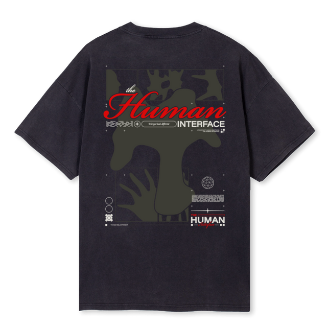HUMANINTERFACERED Vintage Black Oversized Tee.