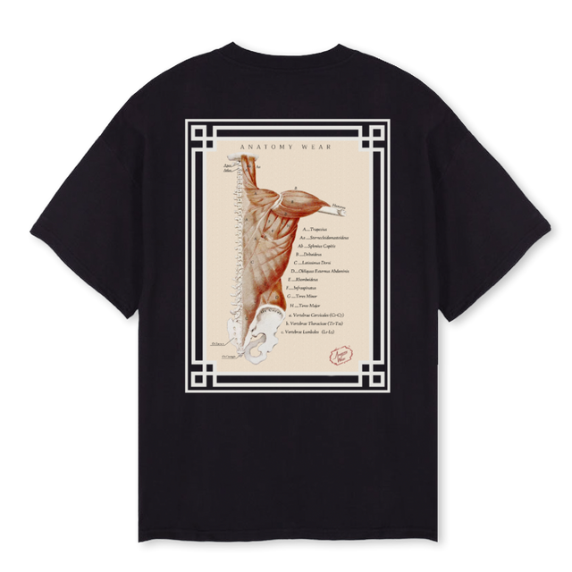LATISSIMUS DORSI Black Oversized Tee.
