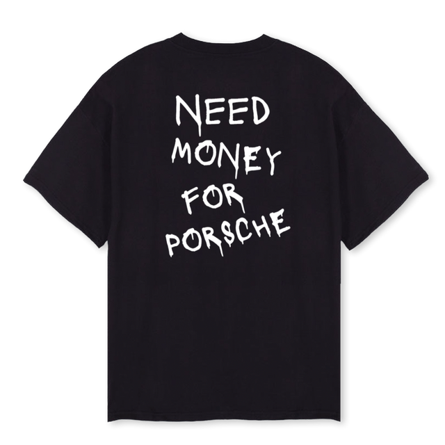 BLACKPORSCHETEE Black Oversized Tee.