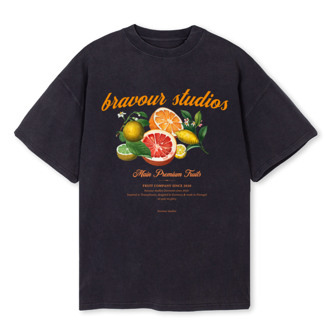 BRAVOURFRUIT Vintage Black Oversized Tee.