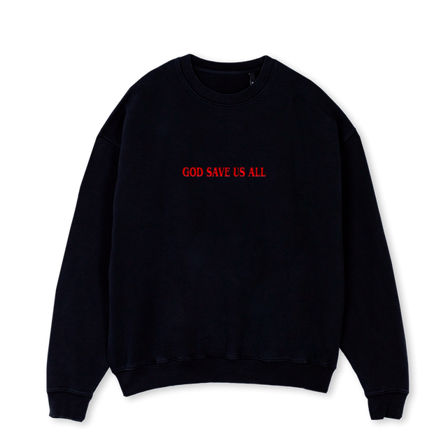DIVINE Black Oversized Crewneck Sweater.