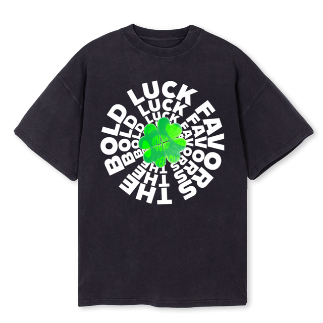 TREFLEWHITELETTERS Vintage Black Oversized Tee.