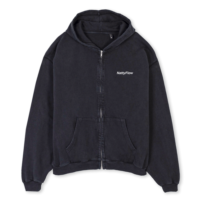 FOUNDERSCLUBHOODIE Vintage Black Oversized Zipped Hoodie.