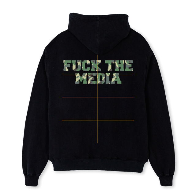 FUCKTHEMEDIAPNJ Black Oversized Hoodie.