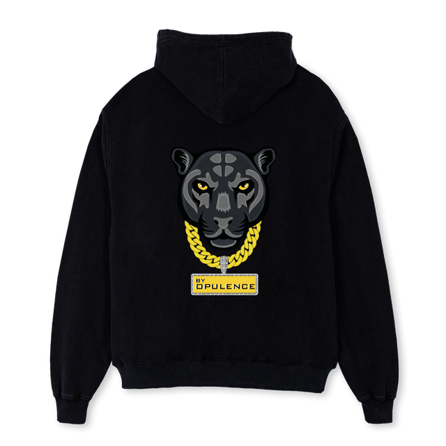 PANTHERZIP Black Oversized Zipped Hoodie.